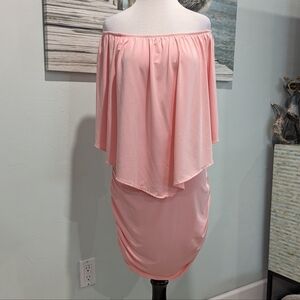 Pink off-shoulder dress